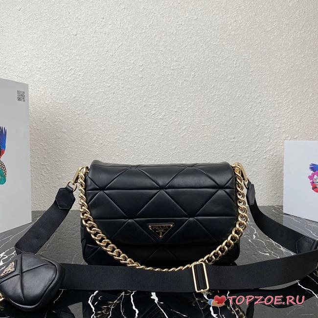 PRADA SYSTEM PATCHWORK BAG BLACK 1BD291 SIZE 28 CM - 1
