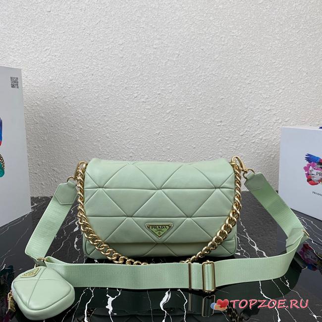 PRADA SYSTEM PATCHWORK BAG TEA GREEN 1BD291 SIZE 28 CM - 1