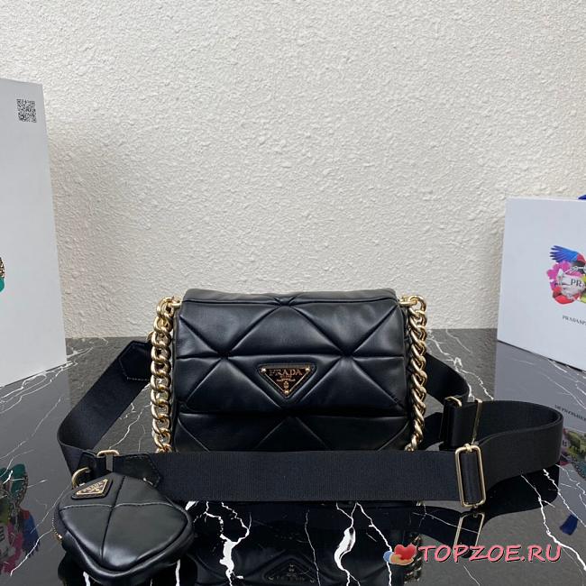 PRADA SMALL SYSTEM PATCHWORK BAG BLACK 1BD292 SIZE 21 CM - 1
