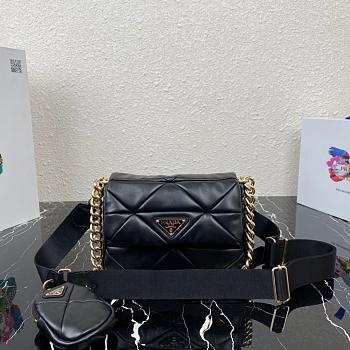 PRADA SMALL SYSTEM PATCHWORK BAG BLACK 1BD292 SIZE 21 CM