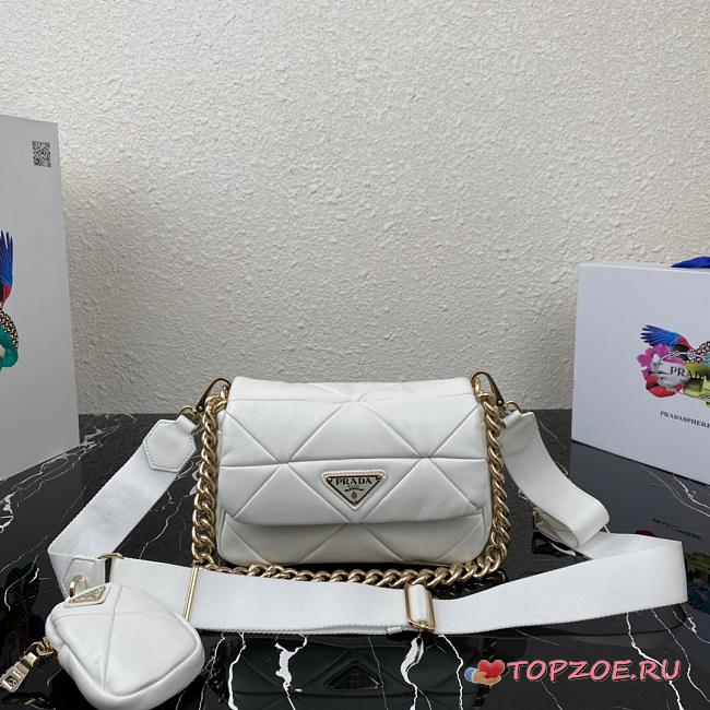 PRADA SMALL SYSTEM PATCHWORK BAG WHITE 1BD292 SIZE 21 CM - 1