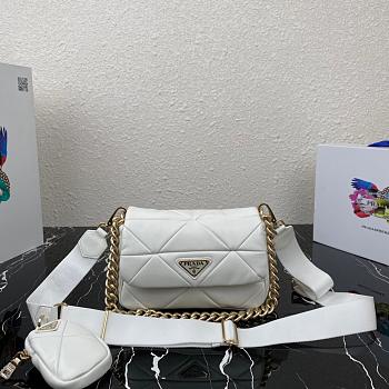 PRADA SMALL SYSTEM PATCHWORK BAG WHITE 1BD292 SIZE 21 CM
