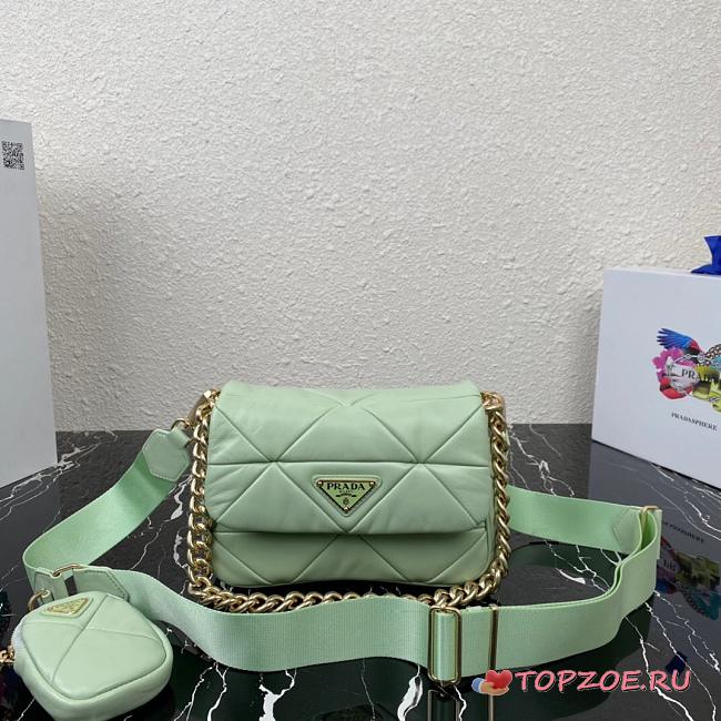 PRADA SMALL SYSTEM PATCHWORK BAG TEA GREEN 1BD292 SIZE 21 CM - 1