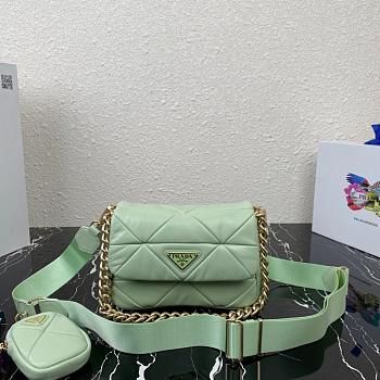 PRADA SMALL SYSTEM PATCHWORK BAG TEA GREEN 1BD292 SIZE 21 CM