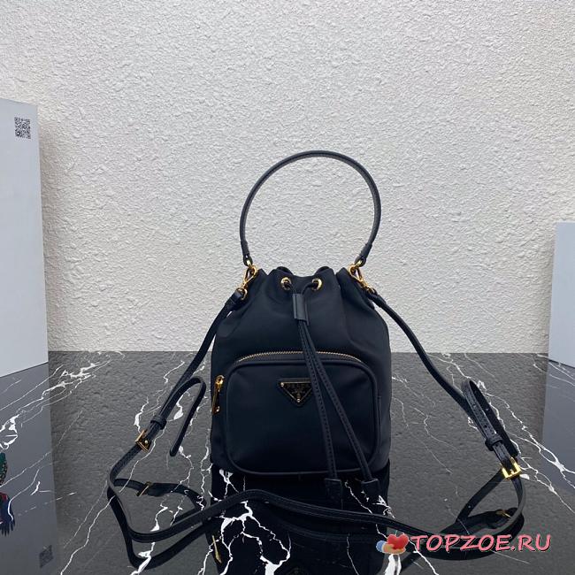 PRADA NYLON BUCKET BAG BLACK 1N1864 SIZE 23 CM - 1