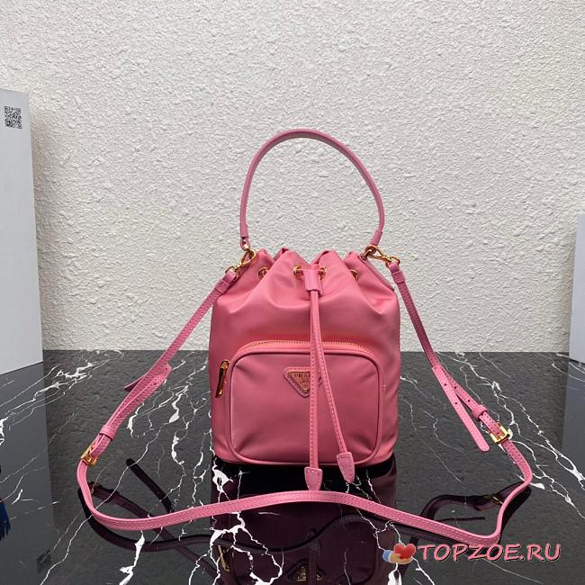 PRADA NYLON BUCKET BAG ROSE PINK 1N1864 SIZE 23 CM - 1