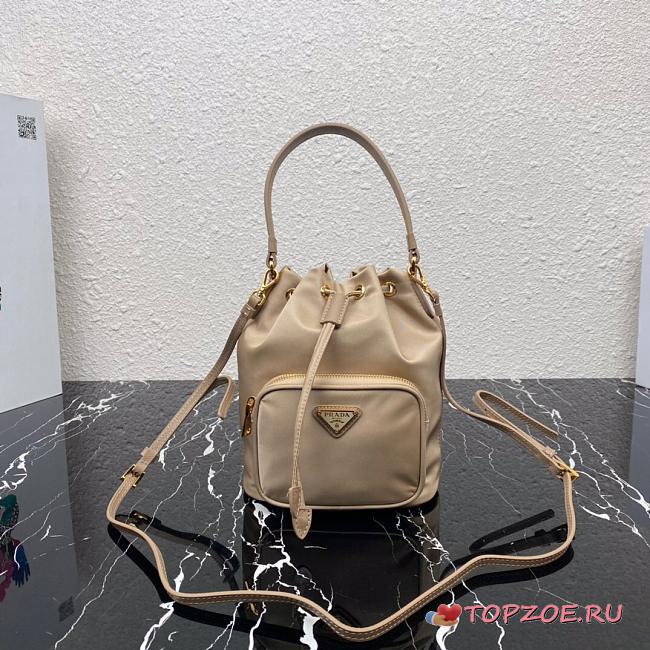 PRADA NYLON BUCKET BAG BEIGE 1N1864 SIZE 23 CM - 1