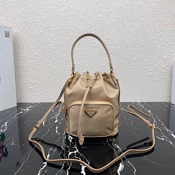 PRADA NYLON BUCKET BAG BEIGE 1N1864 SIZE 23 CM