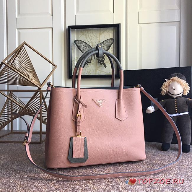 PRADA MEDIUM DOUBLE BAG PALE PINK 1BG775 SIZE 33 CM - 1