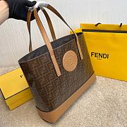 FENDI LOGO STAMP SHOPPER TOTE BAG BROWN/BEIGE SIZE 37 CM - 6