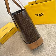 FENDI LOGO STAMP SHOPPER TOTE BAG BROWN/BEIGE SIZE 37 CM - 5