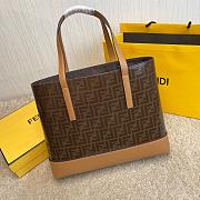 FENDI LOGO STAMP SHOPPER TOTE BAG BROWN/BEIGE SIZE 37 CM - 4