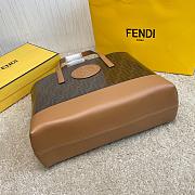 FENDI LOGO STAMP SHOPPER TOTE BAG BROWN/BEIGE SIZE 37 CM - 2