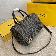 FENDI ZUCCA CANVAS BOSTON BAG KHAKI SIZE 31 CM - 2