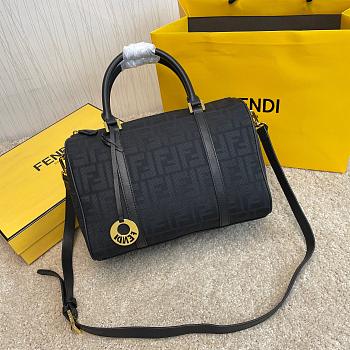 FENDI ZUCCA CANVAS BOSTON BAG BLACK SIZE 31 CM