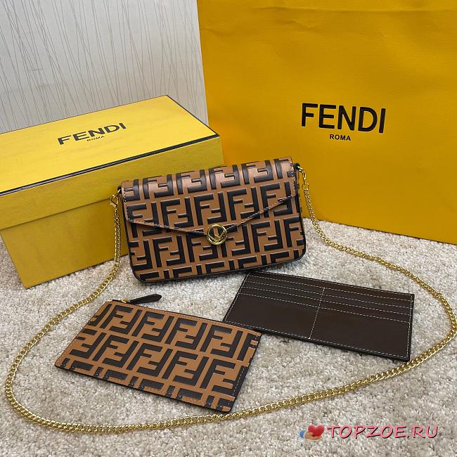 FENDI WALLET ON CHAIN WITH POUCHES BROWN 8BS032 SIZE 21.5 CM - 1