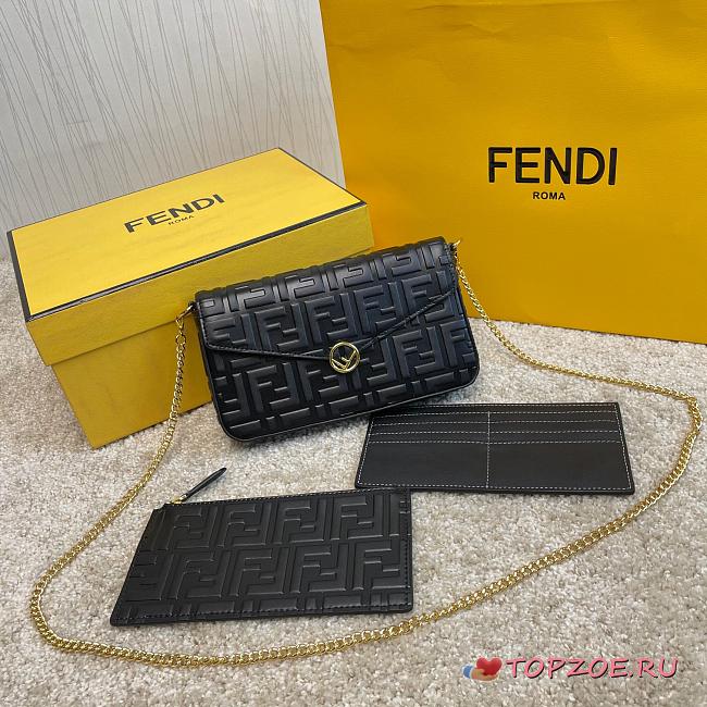 FENDI WALLET ON CHAIN WITH POUCHES BLACK 8BS032 SIZE 21.5 CM - 1