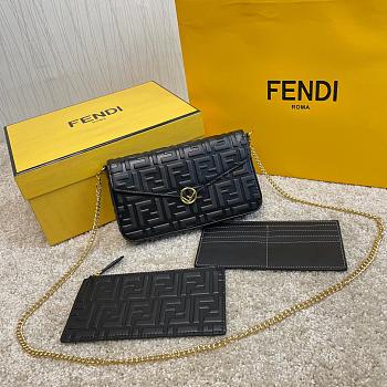 FENDI WALLET ON CHAIN WITH POUCHES BLACK 8BS032 SIZE 21.5 CM
