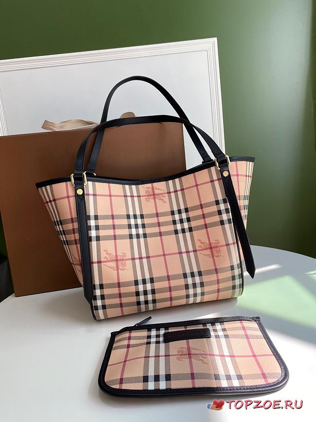 BURBERRY SHOPPING BAG & POCKET BLACK LEATHER TRIM SIZE 26 CM - 1