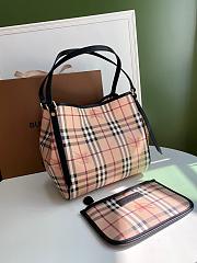 BURBERRY SHOPPING BAG & POCKET BLACK LEATHER TRIM SIZE 26 CM - 2