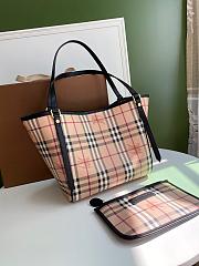 BURBERRY SHOPPING BAG & POCKET BLACK LEATHER TRIM SIZE 26 CM - 3