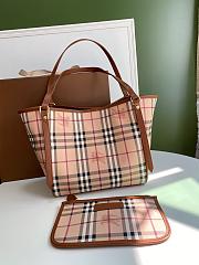 BURBERRY SHOPPING BAG & POCKET BROWN LEATHER TRIM SIZE 26 CM - 1