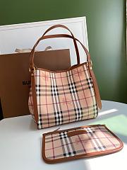 BURBERRY SHOPPING BAG & POCKET BROWN LEATHER TRIM SIZE 26 CM - 2