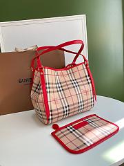 BURBERRY SHOPPING BAG & POCKET RED LEATHER TRIM SIZE 26 CM - 2
