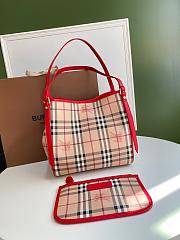 BURBERRY SHOPPING BAG & POCKET RED LEATHER TRIM SIZE 26 CM - 3