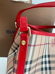 BURBERRY SHOPPING BAG & POCKET RED LEATHER TRIM SIZE 26 CM - 4