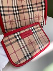 BURBERRY SHOPPING BAG & POCKET RED LEATHER TRIM SIZE 26 CM - 6