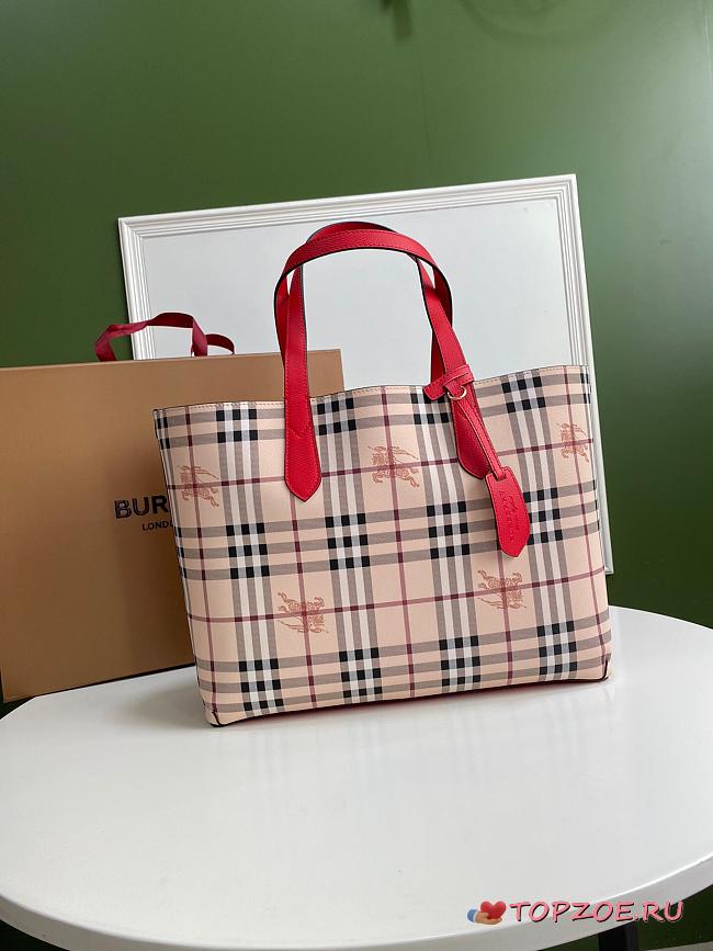 BURBERRY LARGE SHOPPING BAG RED LEATHER SIZE 46 CM - 1