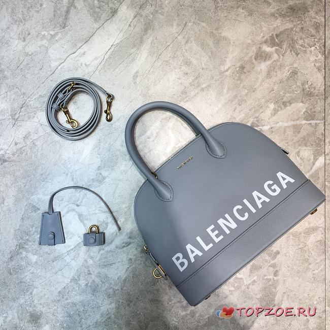 BALENCIAGA VILLE SMALL TOP HANDLE BAG IN GRAY/WHITE 5506451 SIZE 26 CM - 1