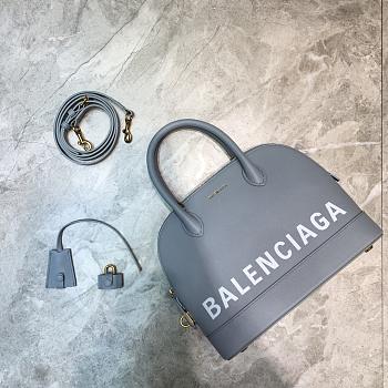 BALENCIAGA VILLE SMALL TOP HANDLE BAG IN GRAY/WHITE 5506451 SIZE 26 CM