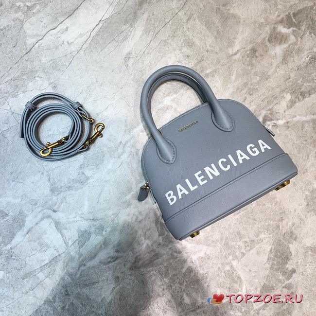 BALENCIAGA VILLE XXS TOP HANDLE BAG IN GRAY/WHITE 5506461 SIZE 18 CM - 1