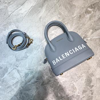 BALENCIAGA VILLE XXS TOP HANDLE BAG IN GRAY/WHITE 5506461 SIZE 18 CM
