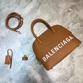 BALENCIAGA VILLE SMALL TOP HANDLE BAG IN BROWN/WHITE 5506451 SIZE 26 CM
