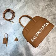 BALENCIAGA VILLE SMALL TOP HANDLE BAG IN BROWN/WHITE 5506451 SIZE 26 CM - 2