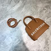 BALENCIAGA VILLE XXS TOP HANDLE BAG IN BROWN/WHITE 5506461 SIZE 18 CM - 2