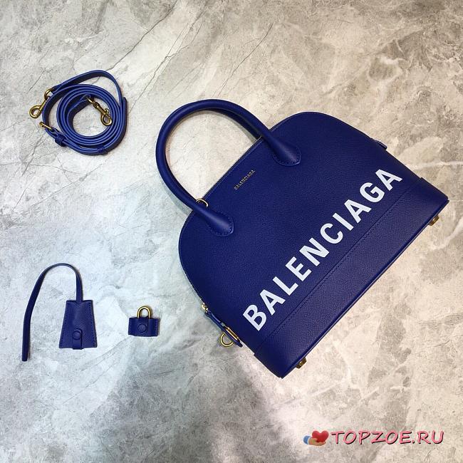 BALENCIAGA VILLE SMALL TOP HANDLE BAG IN NAVY BLUE/WHITE 5506451 SIZE 26 CM - 1
