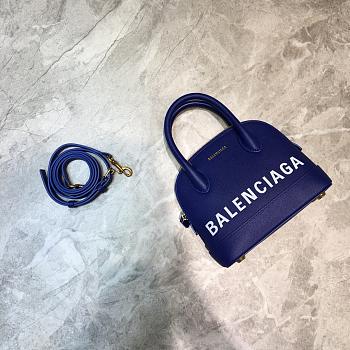 BALENCIAGA VILLE XXS TOP HANDLE BAG IN NAVY BLUE/WHITE 5506461 SIZE 18 CM