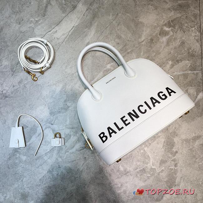 BALENCIAGA VILLE SMALL TOP HANDLE BAG IN WHITE/BKACK 5506451 SIZE 26 CM - 1