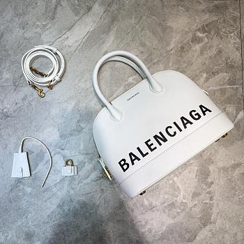 BALENCIAGA VILLE SMALL TOP HANDLE BAG IN WHITE/BKACK 5506451 SIZE 26 CM