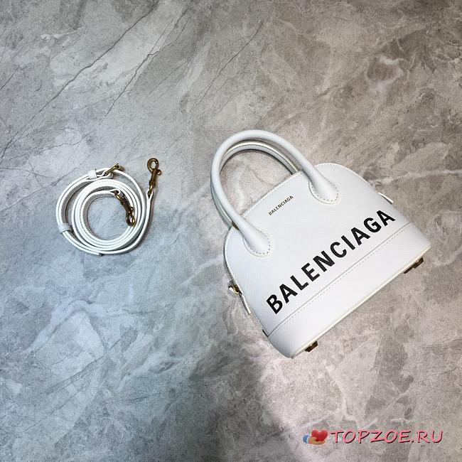 BALENCIAGA VILLE XXS TOP HANDLE BAG IN WHITE/BLACK 5506461 SIZE 18 CM - 1