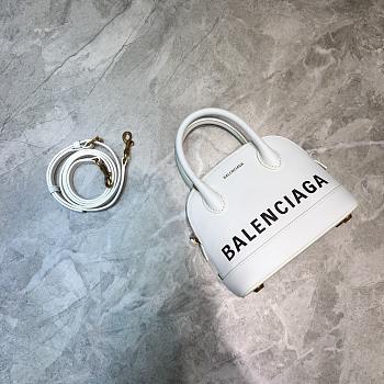 BALENCIAGA VILLE XXS TOP HANDLE BAG IN WHITE/BLACK 5506461 SIZE 18 CM