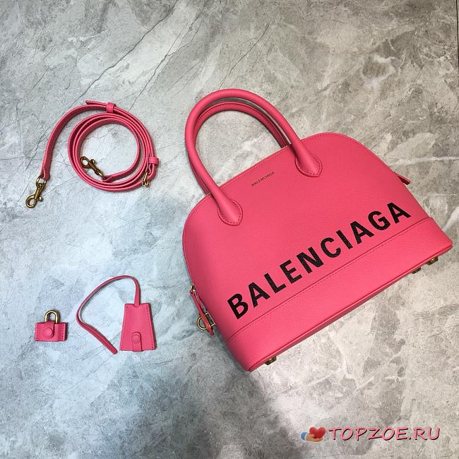 BALENCIAGA VILLE SMALL TOP HANDLE BAG IN PINK/BKACK 5506451 SIZE 26 CM - 1