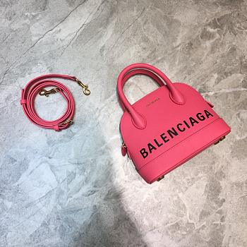 BALENCIAGA VILLE XXS TOP HANDLE BAG IN PINK/BLACK 5506461 SIZE 18 CM