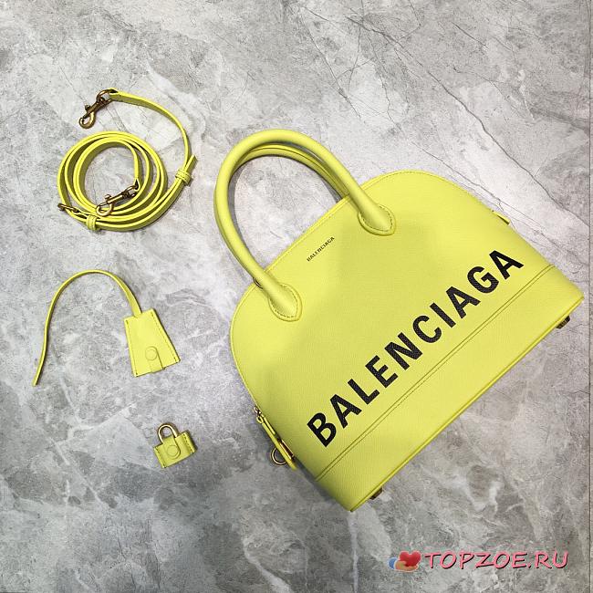 BALENCIAGA VILLE SMALL TOP HANDLE BAG IN LEMON/BKACK 5506451 SIZE 26 CM - 1