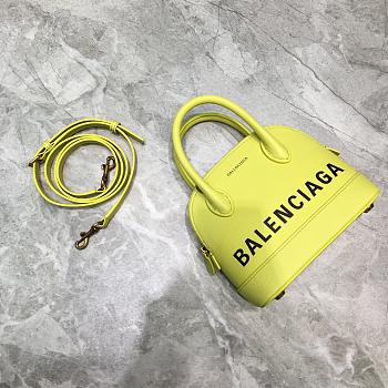 BALENCIAGA VILLE XXS TOP HANDLE BAG IN LEMON/BLACK 5506461 SIZE 18 CM
