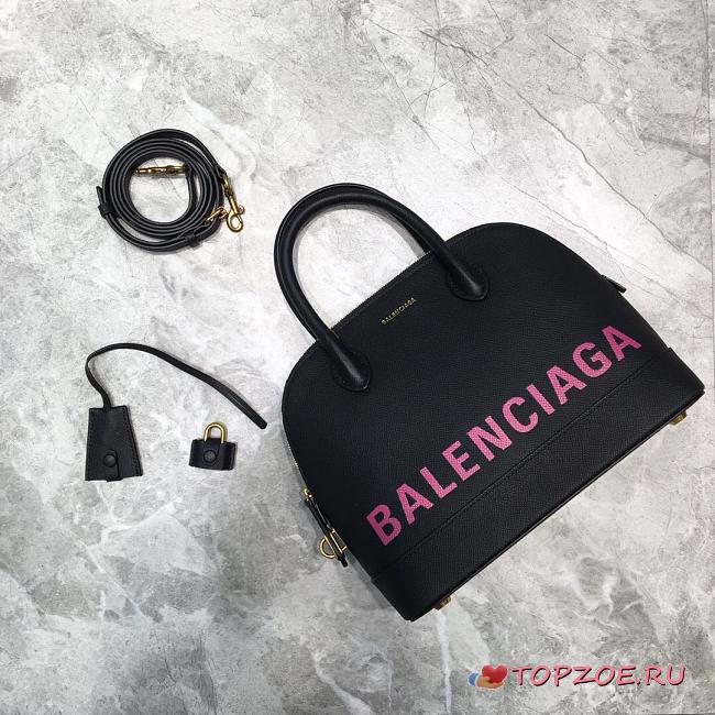 BALENCIAGA VILLE SMALL TOP HANDLE BAG IN BLACK/PINK 5506451 SIZE 26 CM - 1